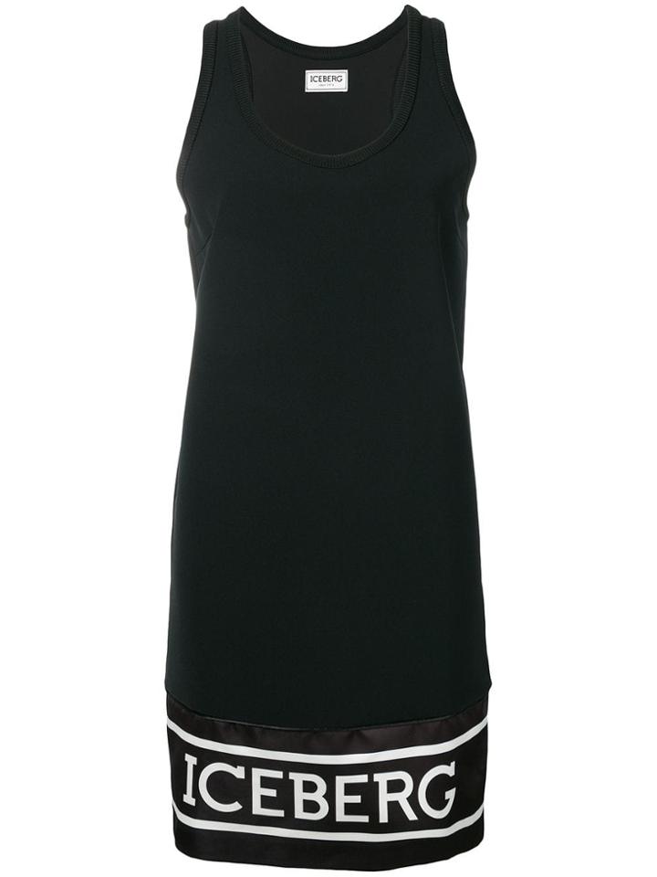 Iceberg Logo Print Sleeveless Dress - Black