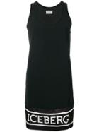 Iceberg Logo Print Sleeveless Dress - Black