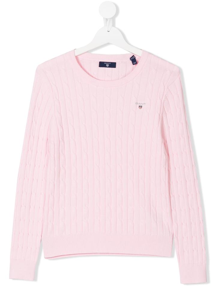 Gant Kids Textured Slim Jumper - Pink & Purple