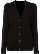Joseph V-neck Button Down Cardigan, Women's, Size: Small, Black, Wool