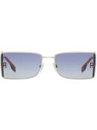Burberry 'b' Lens Detail Rectangular Frame Sunglasses - Blue