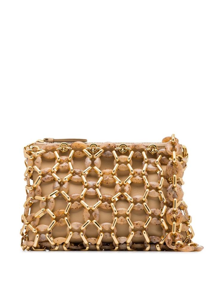 By Far Capria Cutout Leather Shoulder Bag - Neutrals