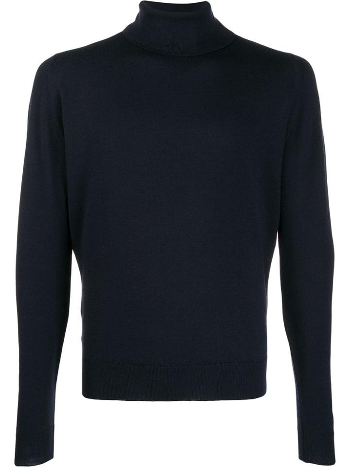 John Smedley Connell Roll-neck Jumper - Blue