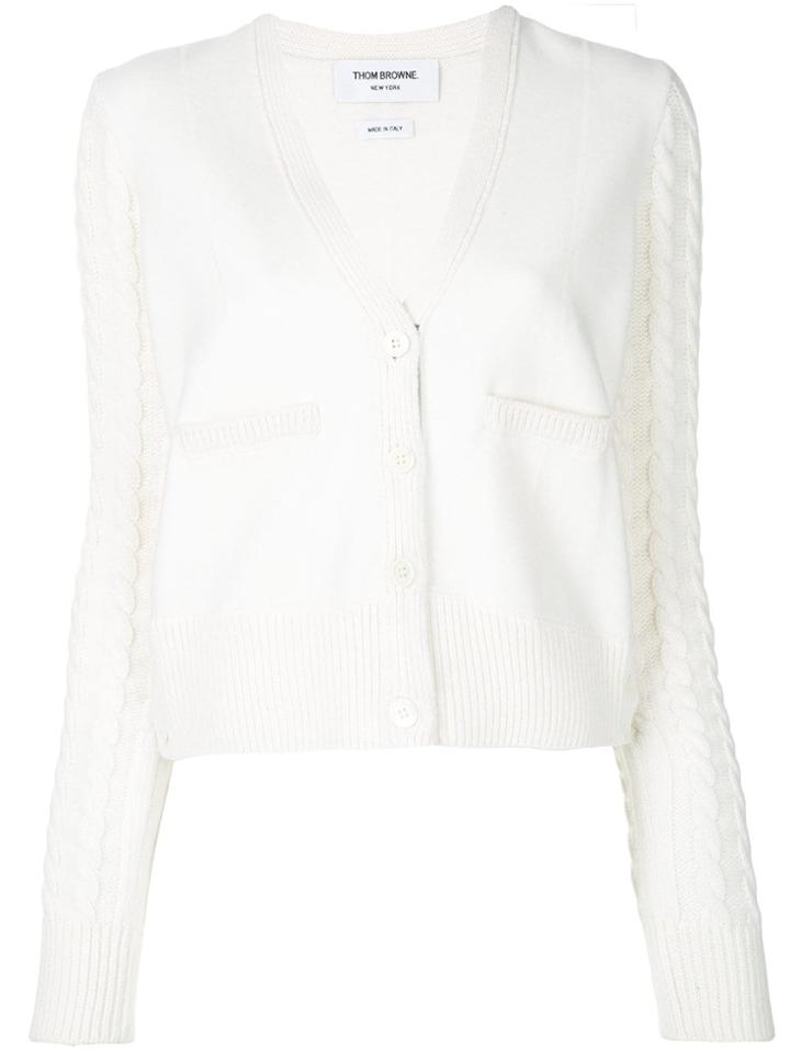 Thom Browne Cable Knit V-neck Cardigan - White