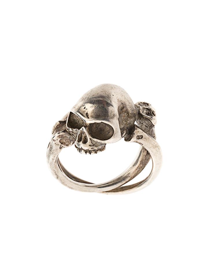 Werkstatt:münchen Cross Bones + Skull Ring - Metallic
