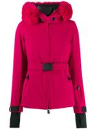 Moncler Grenoble Belted Hooded Coat - Red