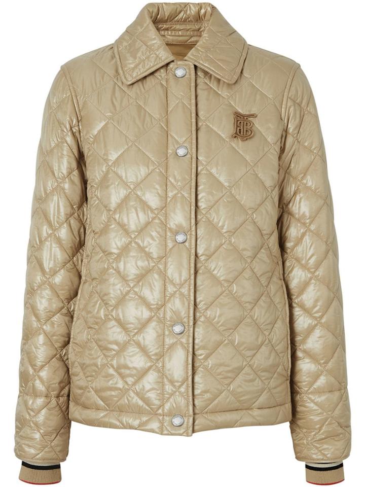 Burberry Monogram Motif Diamond Quilted Jacket - Brown