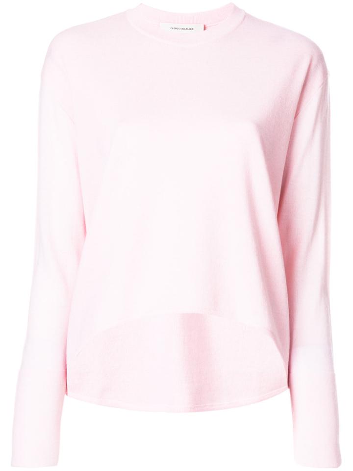Cédric Charlier Asymmetric Hem Sweater - Pink & Purple