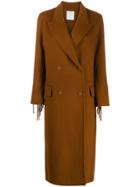 Sandro Paris Fringed Double-breasted Coat - Brown