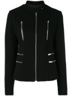 Ermanno Ermanno - Fitted Zip Jacket - Women - Polyamide/spandex/elastane/acetate/virgin Wool - 42, Black, Polyamide/spandex/elastane/acetate/virgin Wool
