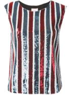 Giamba Sequin Striped Top, Women's, Size: 38, White, Polyester/polyamide/spandex/elastane