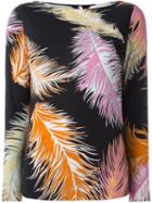 Emilio Pucci Feathers Print Blouse, Women's, Size: 44, Black, Viscose/silk