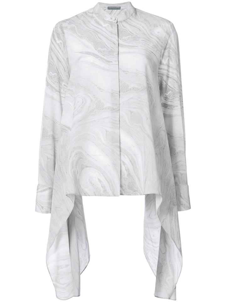 Alexander Mcqueen Marble Waterfall Hem Shirt - Grey