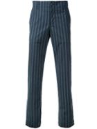 Undercover Striped Trousers, Men's, Size: 3, Blue, Cotton/polyurethane/cupro