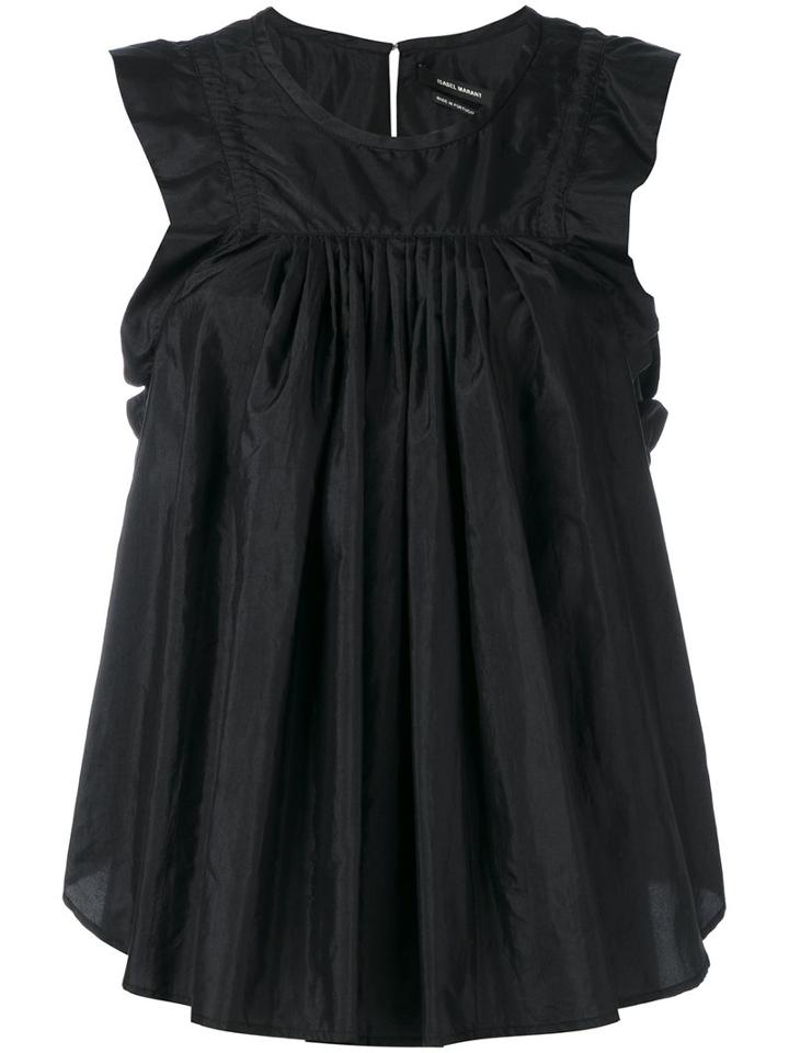 Isabel Marant - Axele Gathered Top - Women - Silk/polyamide - 36, Women's, Black, Silk/polyamide