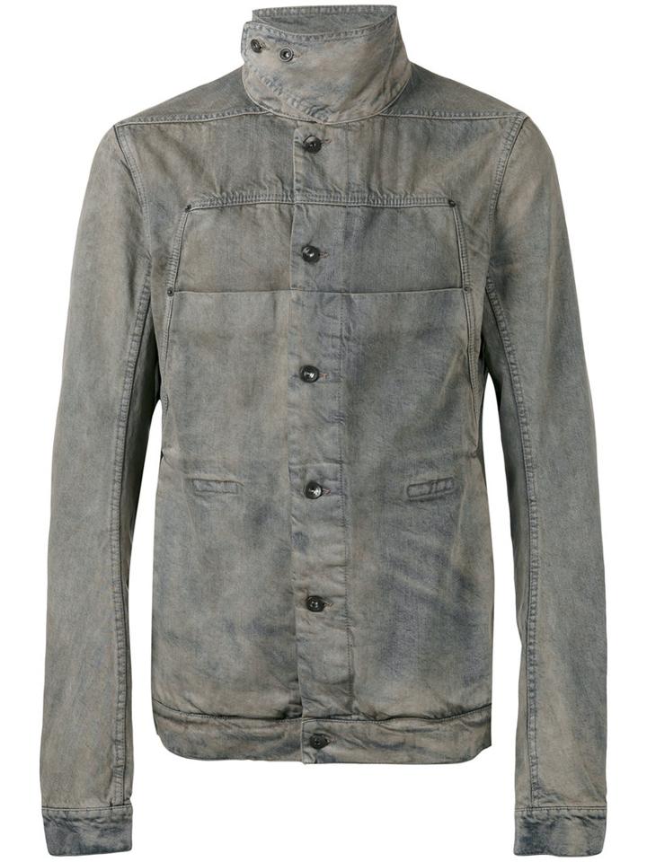 Rick Owens Drkshdw High Neck Jacket, Men's, Size: Xl, Grey, Cotton