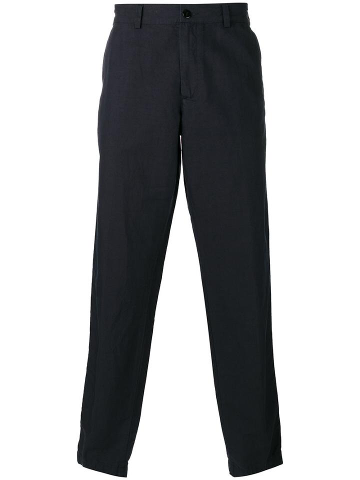 Dries Van Noten Straight Trousers, Men's, Size: 52, Blue, Cotton/linen/flax