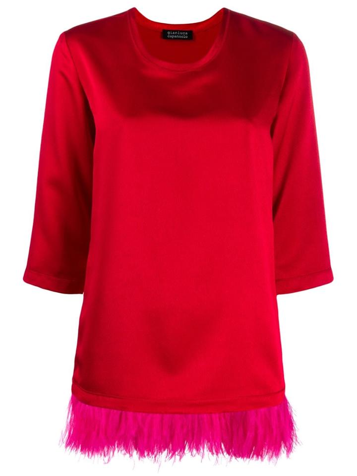 Gianluca Capannolo Diane Feather-embellished T-shirt - Red
