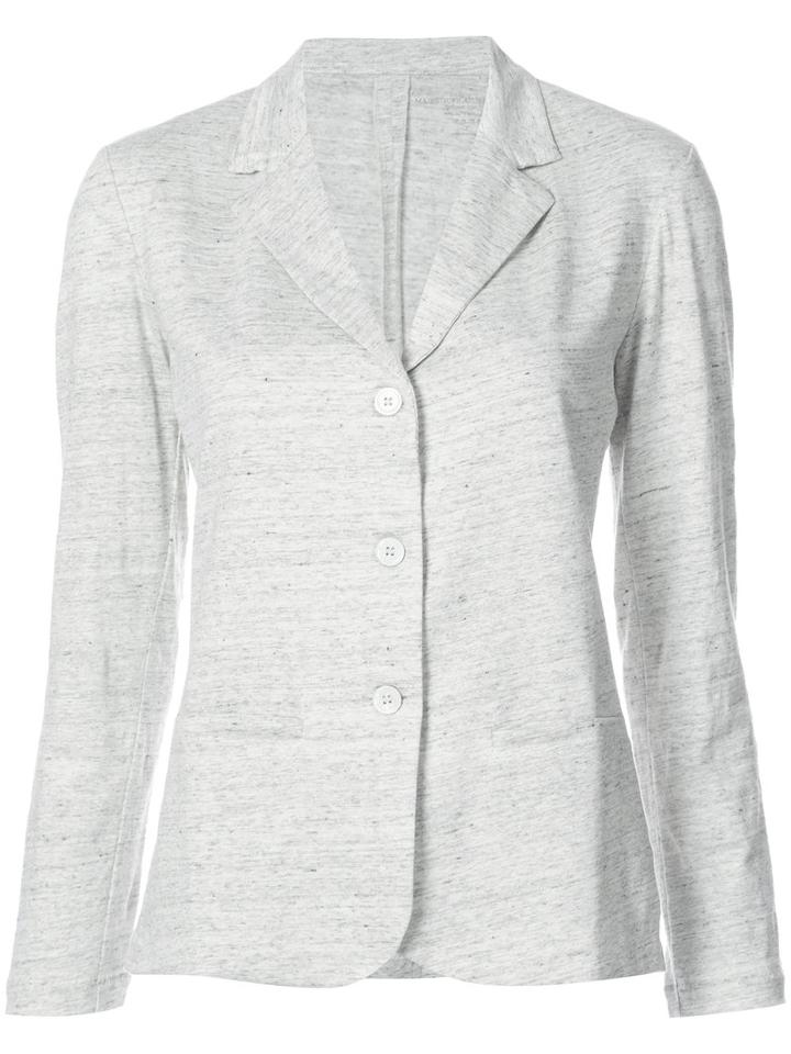 Majestic Filatures - Three Button Blazer - Women - Linen/flax/spandex/elastane - 2, Grey, Linen/flax/spandex/elastane