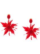 Oscar De La Renta Starfish Flower Clip-on Earrings - Red