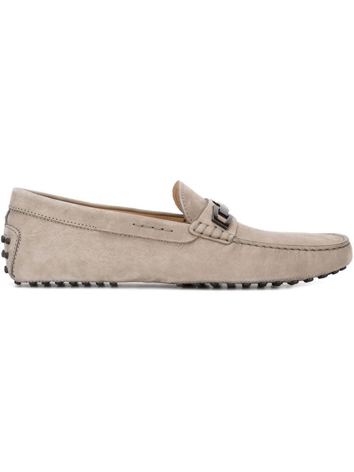 Tod S Buckle Loafers, Men's, Size: 9.5, Grey, Rubber/leather