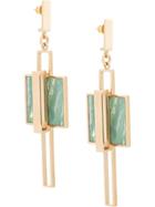 Crystalline Agate Stone Earrings - Green