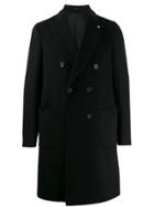Lardini Double-breasted Fitted Coat - Black