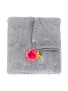 Monnalisa Floral Appliquéd Knit Scarf - Grey