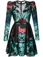 Elie Saab Roses Print Flared Dress - Black