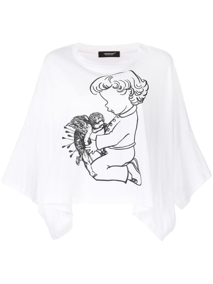 Undercover Printed Asymmetric Top - White
