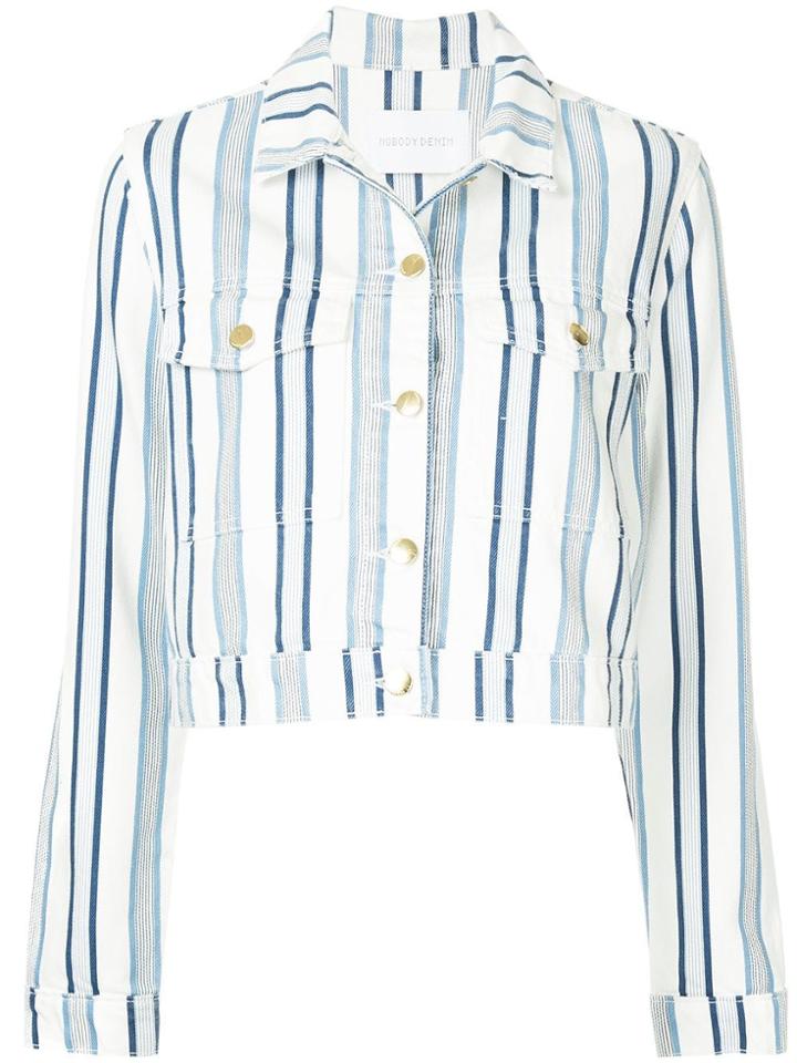 Nobody Denim Hunter Stripe Cropped Jacket - White