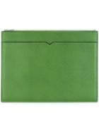 Valextra Layered Clutch Bag, Men's, Green, Calf Leather