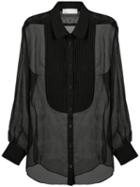 Fleur Du Mal Pleated Bib Sheer Shirt - Black