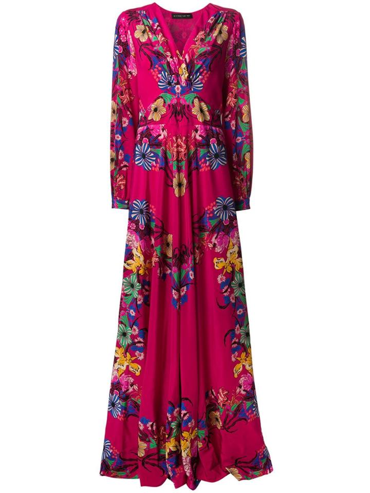 Etro Flower Print Long Dress - Pink & Purple
