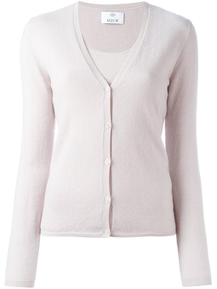 Allude Classic Cardigan, Women's, Size: Large, Pink/purple, Cashmere