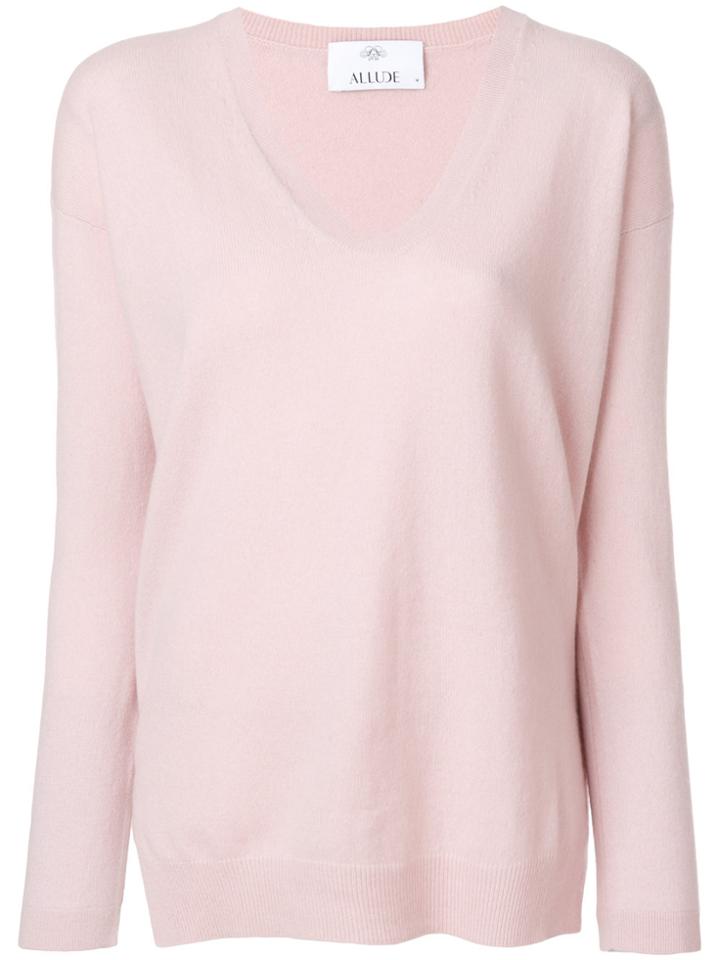 Allude V-neck Jumper - Pink & Purple