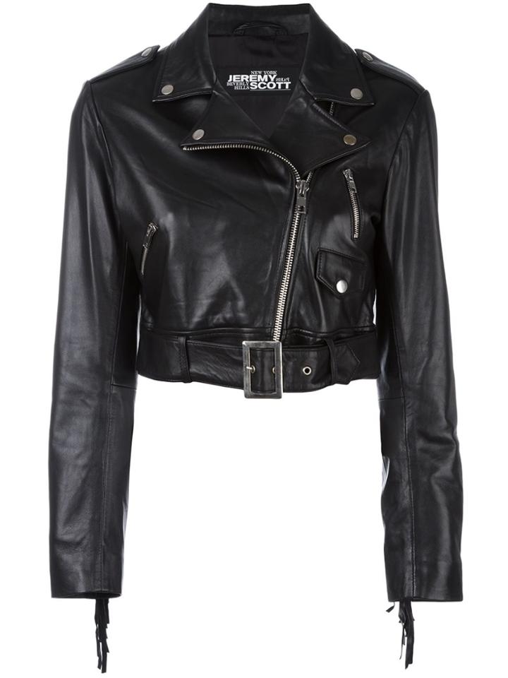 Jeremy Scott Cropped Biker Jacket - Black