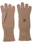 Raf Simons Contrast Lettering Logo Gloves - Brown