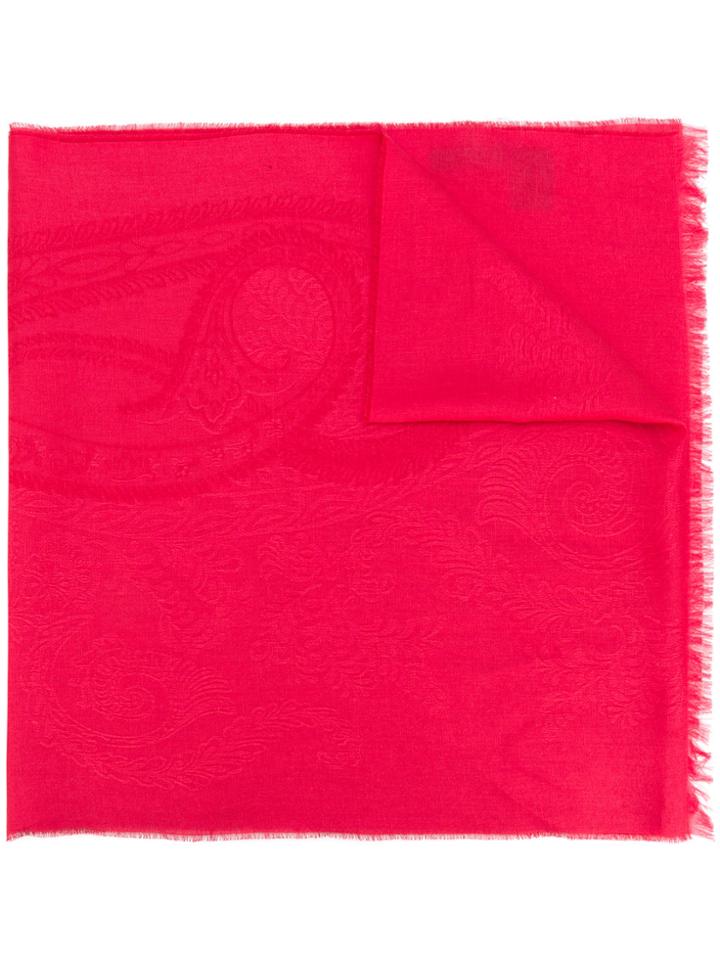 Etro Fringed Paisley Scarf - Pink & Purple