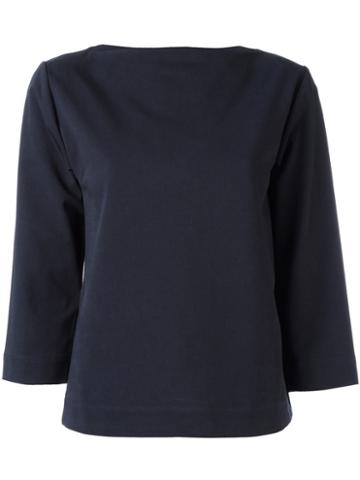 Casa Nata - Boat Neck Blouse - Women - Cotton/spandex/elastane - L, Blue, Cotton/spandex/elastane