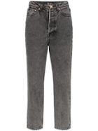 We11done Acid Wash Cropped Mom Jeans - Black