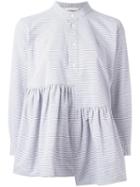 Peter Jensen Asymmetric Ruffle Shirt, Women's, Size: Small, Blue, Cotton/polyester