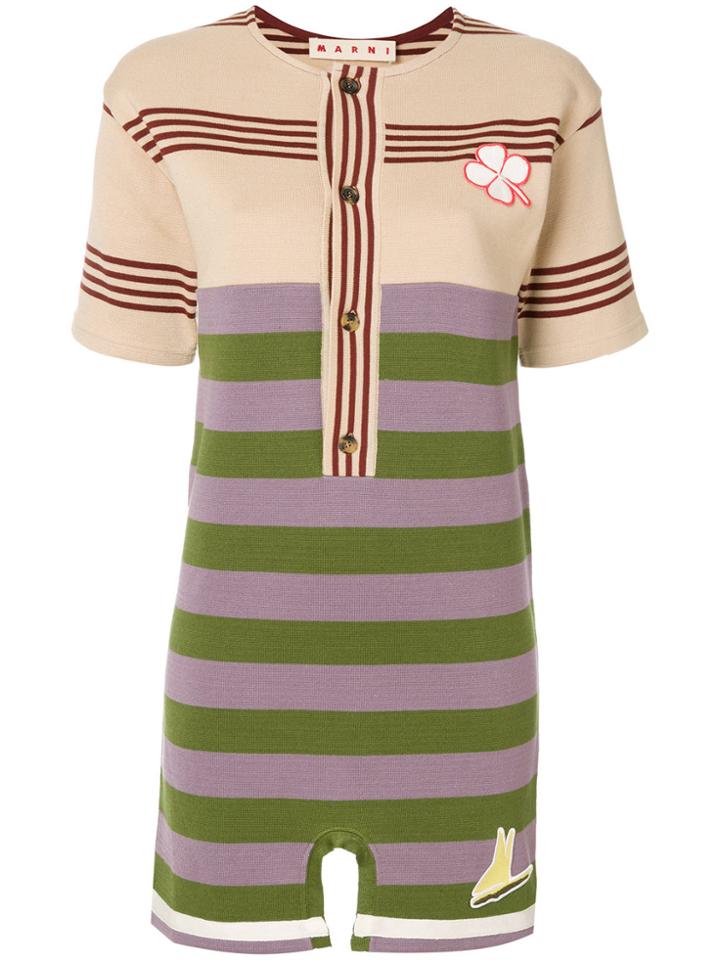 Marni Colourblock Stripe Mini T-shirt Dress - Nude & Neutrals