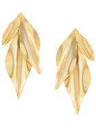Mercedes Salazar Textured Leaf Earrings - Gold