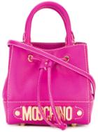 Moschino Logo Plaque Cross-body Bag, Women's, Pink/purple, Calf Leather/suede