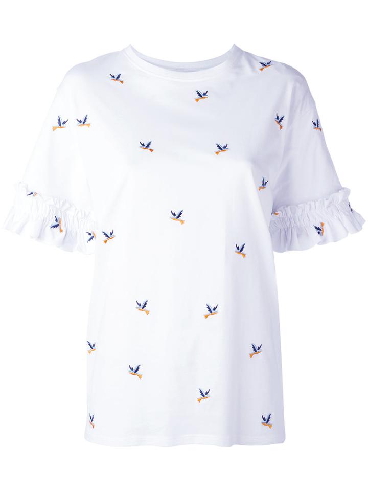 Victoria Victoria Beckham Hummingbird Print T-shirt, Women's, Size: Medium, Red, Cotton