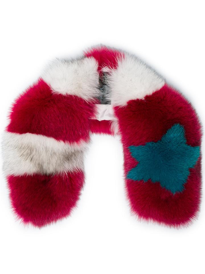 Mr & Mrs Italy Fur Star Intarsia Collar - Pink & Purple