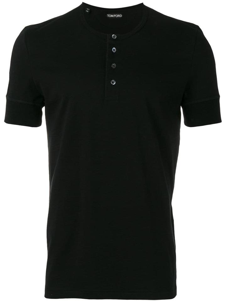 Tom Ford Short Sleeved Henley - Black