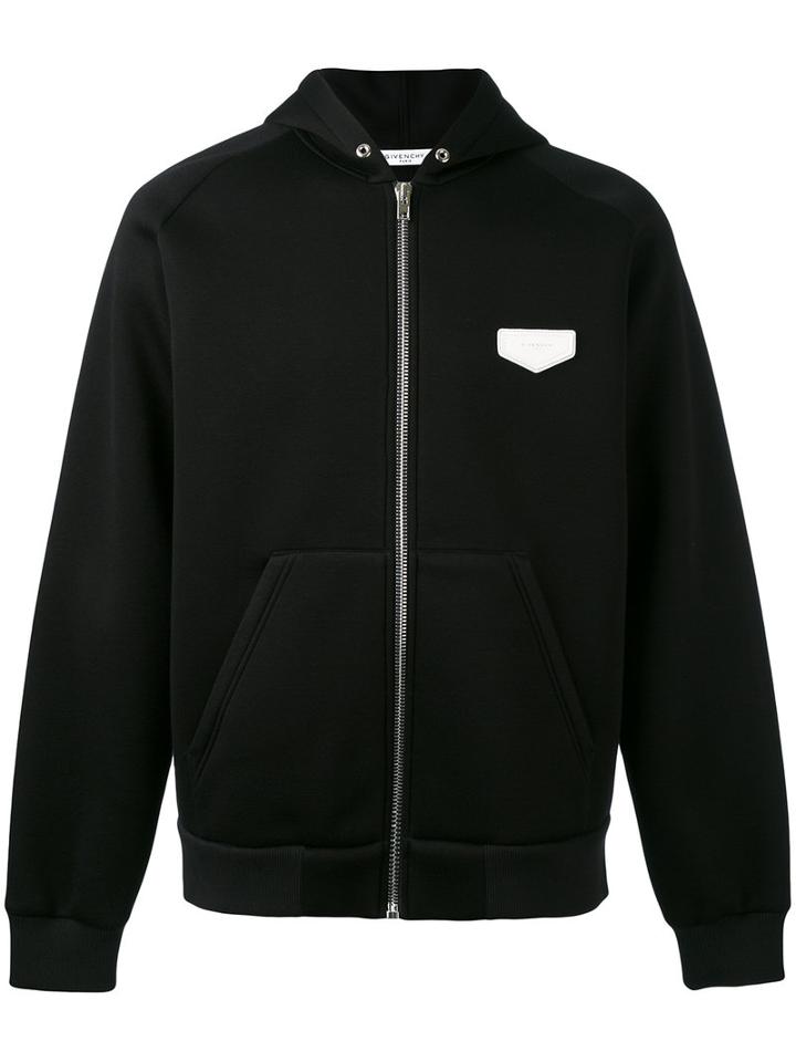 Givenchy - Logo Patch Zip Hoodie - Men - Calf Leather/viscose - M, Black, Calf Leather/viscose