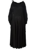 Philosophy Di Lorenzo Serafini - Ruffled Sleeve Midi Dress - Women - Polyester - 40, Women's, Black, Polyester